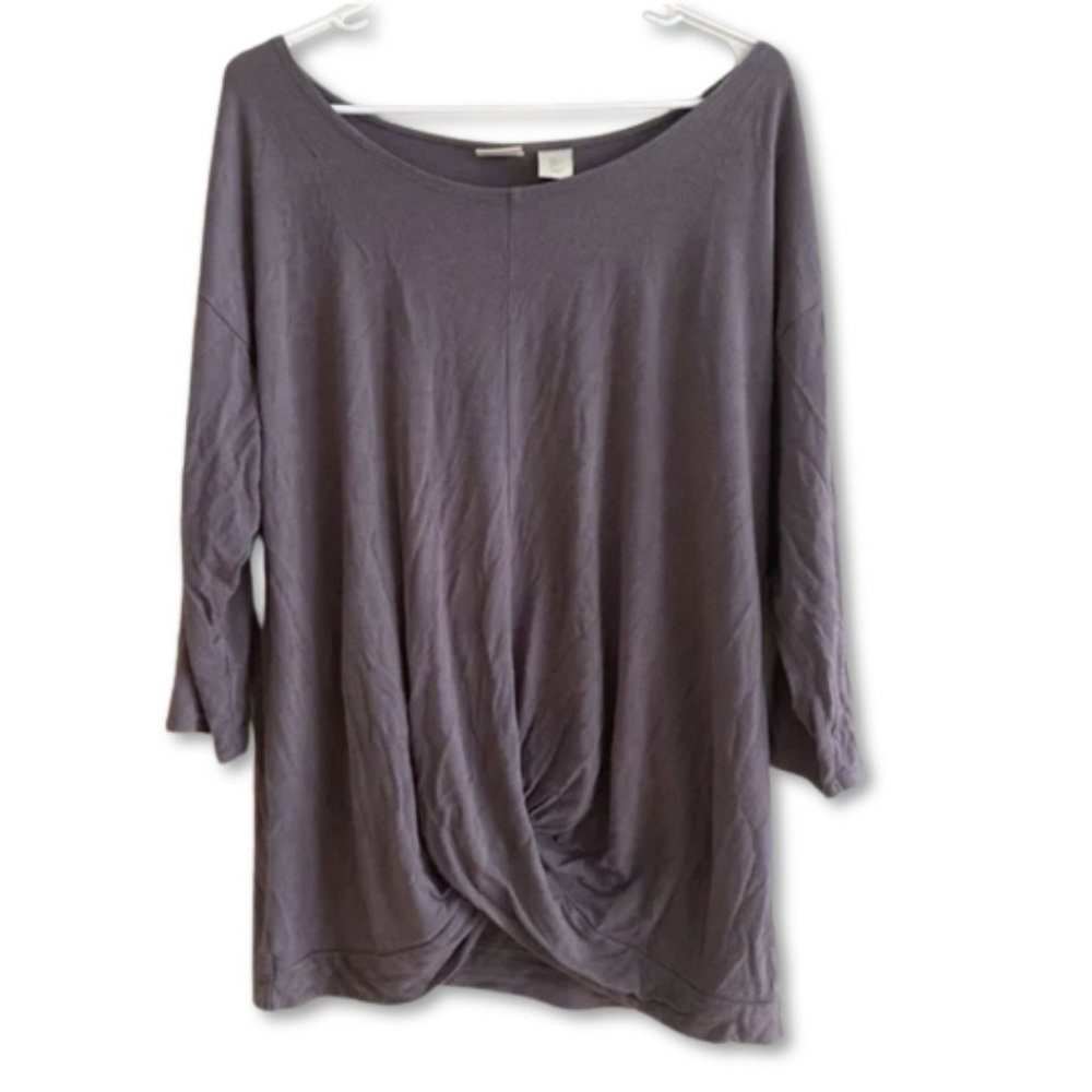 St Tropez Grey Twist Hem Shirt